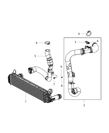 Duct Charge Air Cooler Diagram for 55111476AB