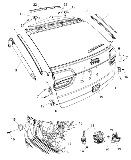 Seal Liftgate To Roof Diagram for 68170168AB