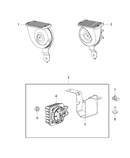 2002 Dodge Ram 3500 Van Siren Alarm Assembly Diagram for 68195725AA