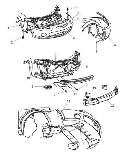 1998 Dodge Grand Caravan Fascia Front Primed Diagram for 4805904AA