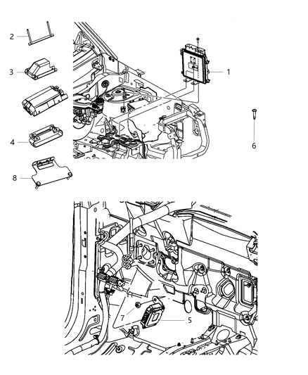 2014 Jeep Compass Cover Plate Control Module Diagram for 68050635AA