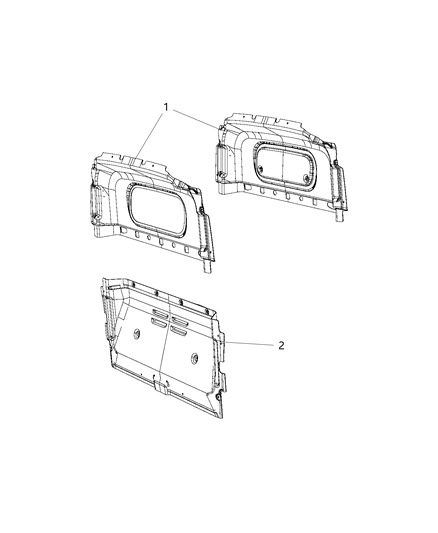 1987 Jeep Comanche Panel Cab Back Trim Diagram for 5XW13LDMAA