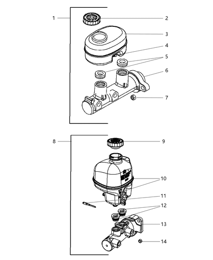 2005 Dodge Ram 2500 Grommet, Reservoir To Master Cylinder. Diagram for 4723389