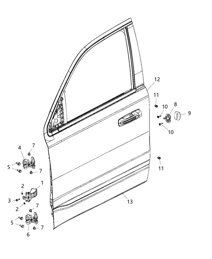 Panel Front Door Outer Repair, Passenger Side Diagram for 68292438AC
