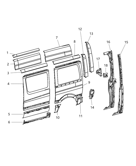 Panel Wheelhouse Diagram for 68005108AA