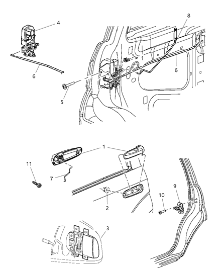 1997 Dodge Caravan Link Outside Handle To Latch Rear Door Diagram for 55362145AB