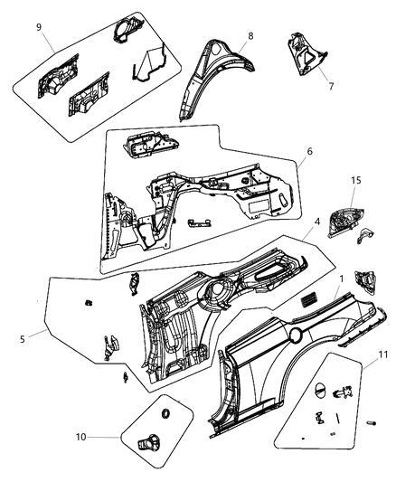 2019 Dodge Journey Panel Quarter Diagram for 5115133AK