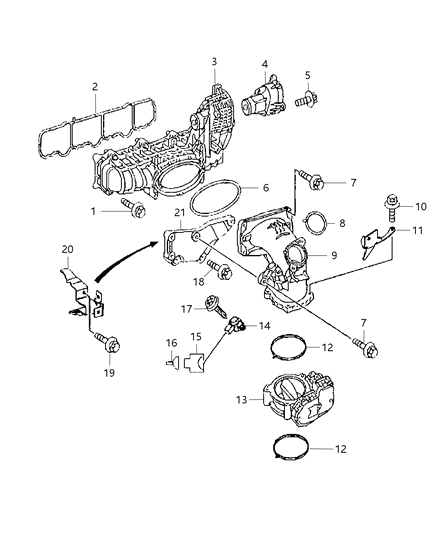 Gasket Air Intake Connector Diagram for 68091810AA