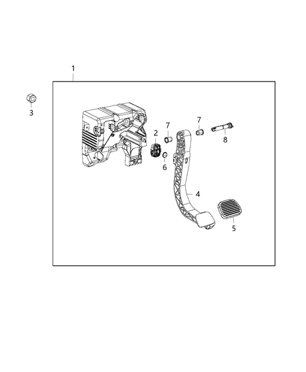 1989 Dodge Ramcharger Pedal Assembly Non Adjustable Diagram for 68436946AA