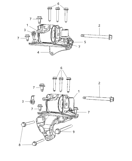 1989 Dodge W100 Insulator Engine Mount Diagram for 5105492AE