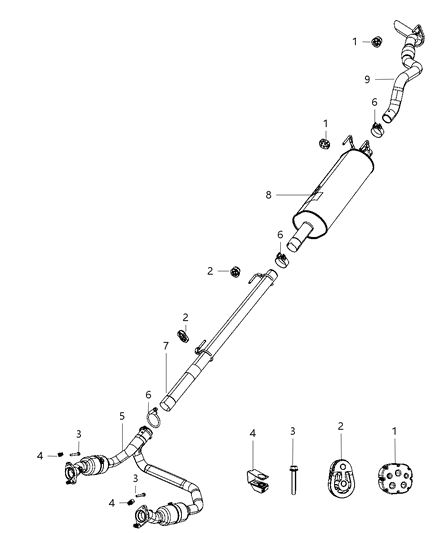 2004 Jeep Liberty Pipe Exhaust Extension Diagram for 55398268AD