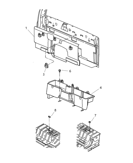 Hook Cab Back Panel Diagram for 1DL86ZJ8AA