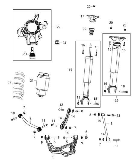 2021 Jeep Wrangler Spring Assembly Air Suspension Rear Diagram for 68258355AB