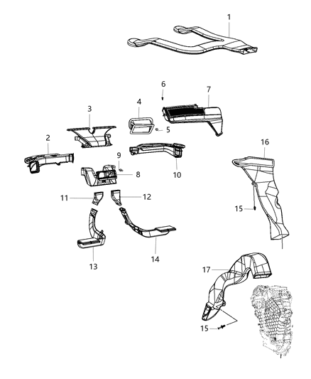 2007 Dodge Durango Duct Rear A/C Diagram for 5058414AC
