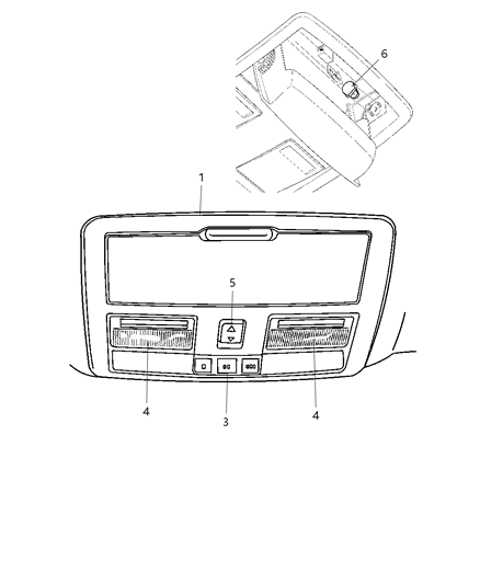2012 Chrysler 300 Console Overhead Diagram for 1RC69HL1AE