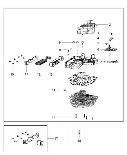 2018 Ram 2500 Manual Valve Assembly Transmission Diagram for 52119981AA