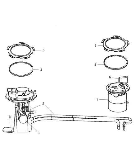 2005 Dodge Durango Module Kit Fuel Pump/Level Unit Jet Pump Diagram for 5101805AB