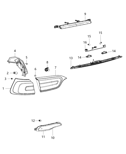 2017 Chrysler 300 Lamp Tail Diagram for 68102920AC