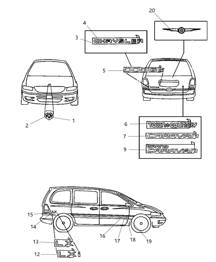 2008 Dodge Charger Nameplate Liftgate Grand Caravan Se Diagram for 4857314AA
