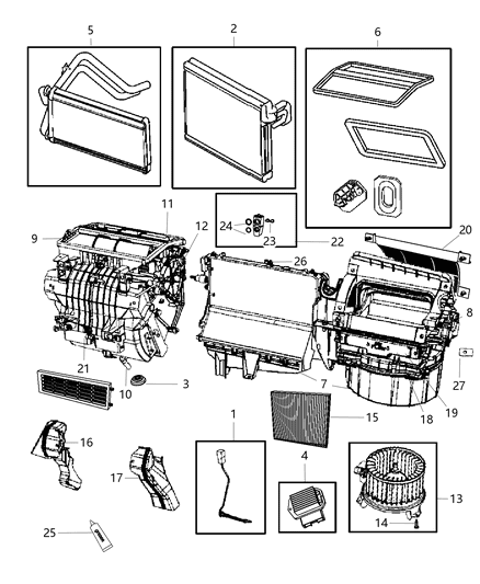 Evaporator A/C Diagram for 68157051AA