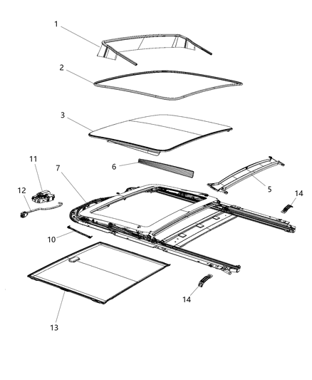 Glass Sunroof Diagram for 68091790AA