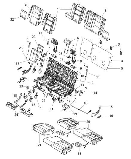 Headrest Second Row Diagram for 1UP68DX9AA