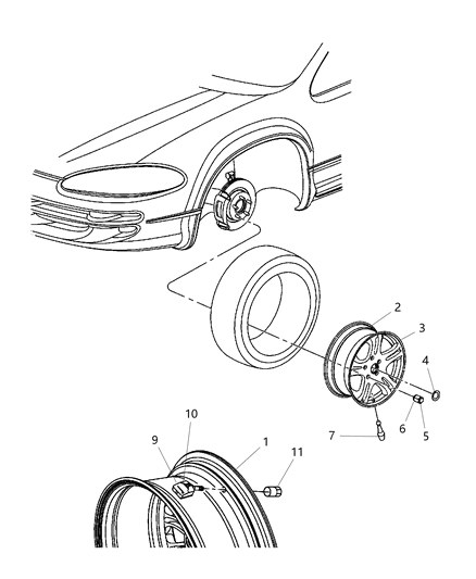 1997 Chrysler Town & Country Sensor Tire Pressure Valve Stem Cap Serviced With Sensor Diagram for 52088990AC