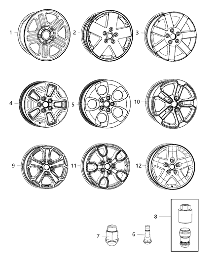 Lock Set Wheel Diagram for 52013788AA