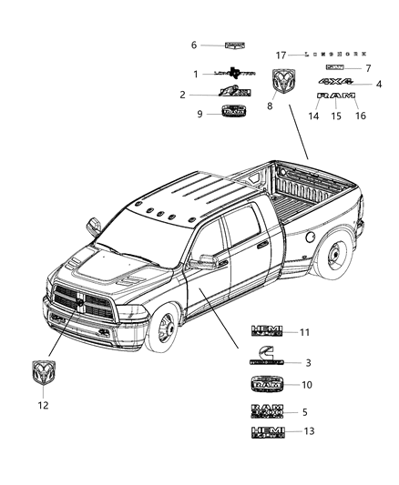 Nameplate Front Fender Cummins Diesel 6.7 Liter Diagram for 68276962AA