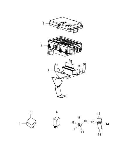 2003 Dodge Ram 2500 Cover Power Distribution Center Diagram for 68195667AA