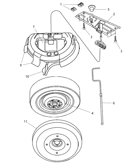 2005 Dodge Grand Caravan Cover Spare Tire Upper, Foil Diagram for 5109413AB