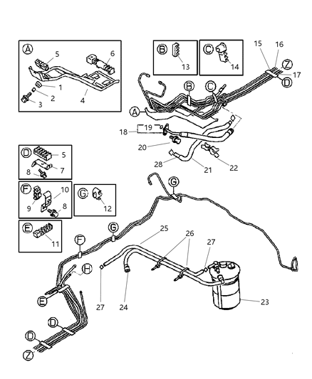 2001 Dodge Stratus Hose Fuel Diagram for MR432364