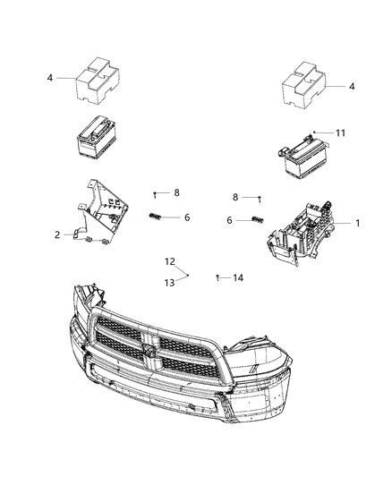 Battery Tray, Driver Side Diagram for 68350659AC