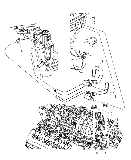 2007 Dodge Magnum Hose Heater Supply Diagram for 4596618AE