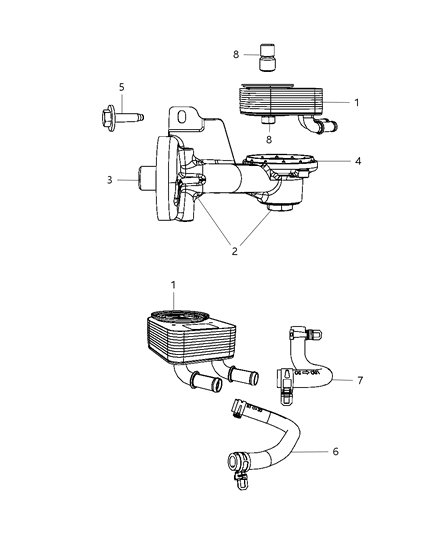 Hose Oil Cooler Outlet Diagram for 5058544AB