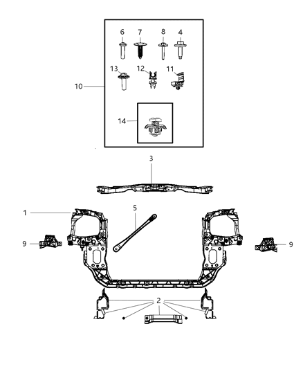 2001 Chrysler 300M Bracket Fender Front Carrier Mounting Diagram for 68023335AA