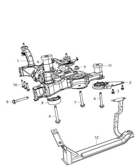 Isolator Crossmember Front Crossmember Diagram for 4766076AC