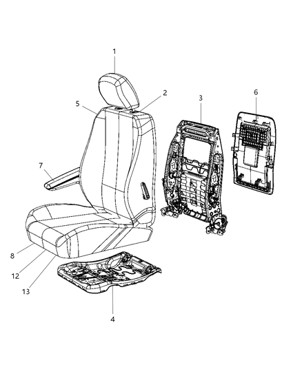 1992 Jeep Cherokee Cover And Foam Front Seat Cushion Diagram for 1US88HL5AA