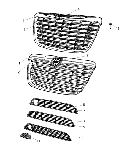 2002 Dodge Ram 2500 Grille Lower Diagram for 68236975AA