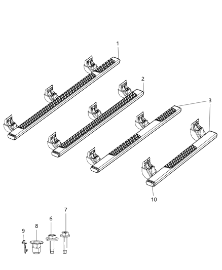 Step Pad Side Step Running Board Step Pad Kit Diagram for 68370265AA