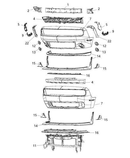 Support Front Fascia Air Close Out Diagram for 68170169AD