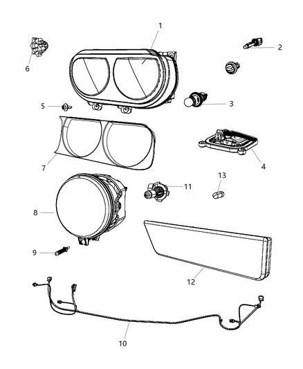 Wiring Front End Lighting Includes Side Marker Sockets Diagram for 68043391AA