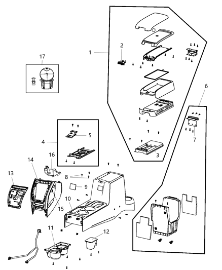 2015 Dodge Charger Latch Armrest Lid Diagram for 1EE341DKAA