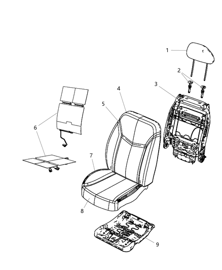 2018 Dodge Journey Frame Front Seat Back Diagram for 4610332AA