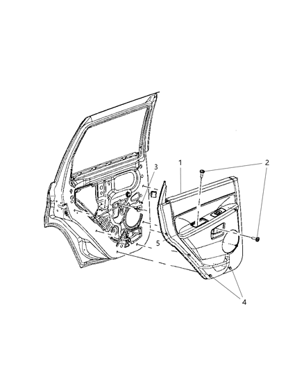 Panel Rear Door Trim Diagram for 5HR411J3AK