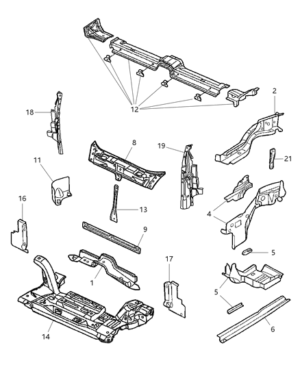 Rail Front Side Rail Front Diagram for 4724470AG