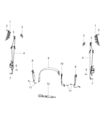 2008 Jeep Patriot Seat Belt Front Outer Diagram for 5KP961L1AH