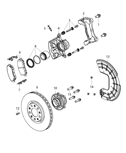 Pad Kit Front Disc Brake Diagram for 68160695AA