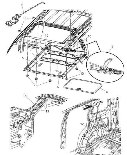 2024 Ram 1500 Classic Module Sunroof Includes Deflector Diagram for 5101963AB