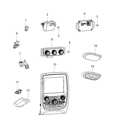 Bezel HVAC Includes Attach Clips Diagram for 5LM44HDAAA